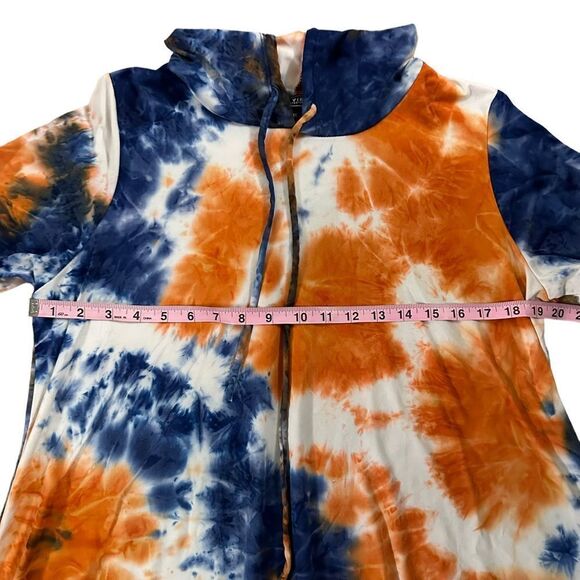 Vibe ~ Blue, Orange and White tie dye Hoodie dress ~ a line ~ size 1X - Picture 6 of 8